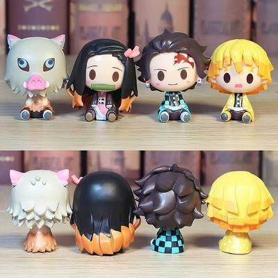 4ks/Sada Demon Slayer Kamado Tanjirou Nezuko Figúrky Hračky Q Verzia Kimetsu No Yaiba Agatsuma Zenitsu Akčná Figúrka Modelové Bábiky