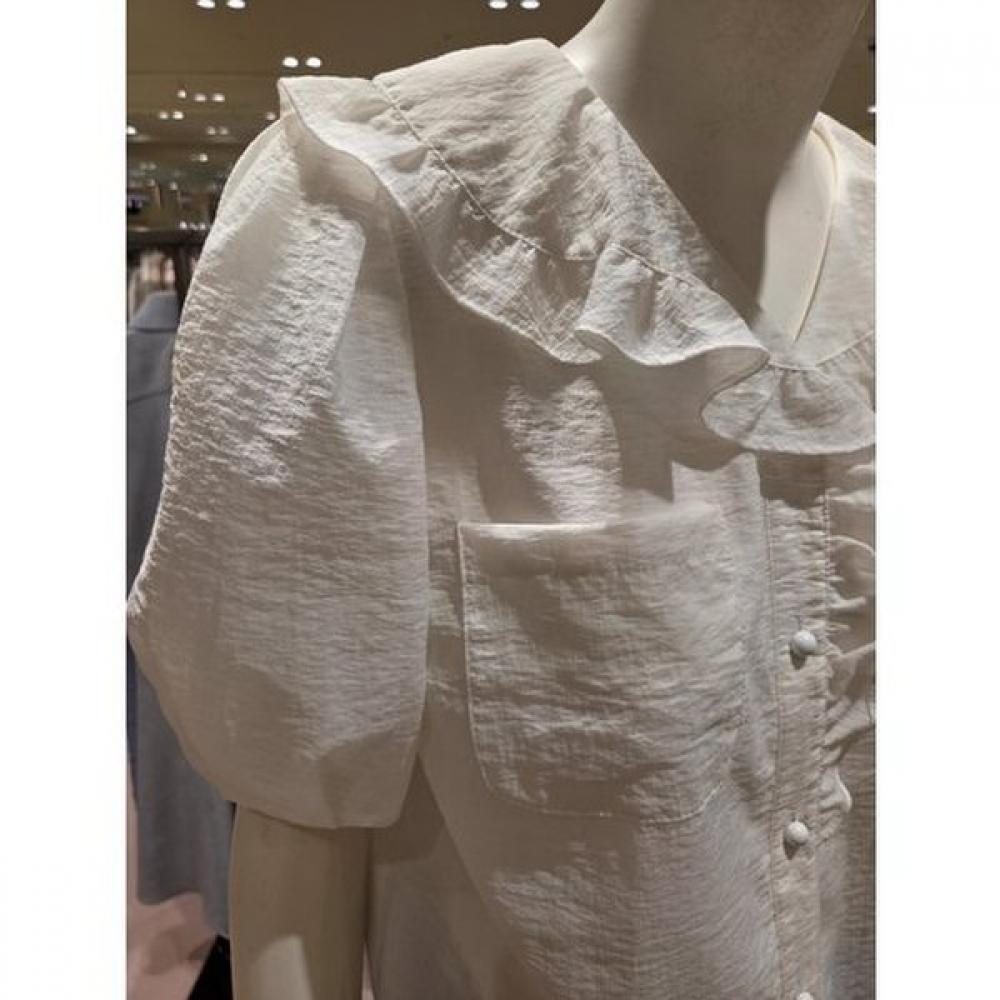 Cc Collect Ruffle Decoration Wide Collar Blouse  C262msc135 