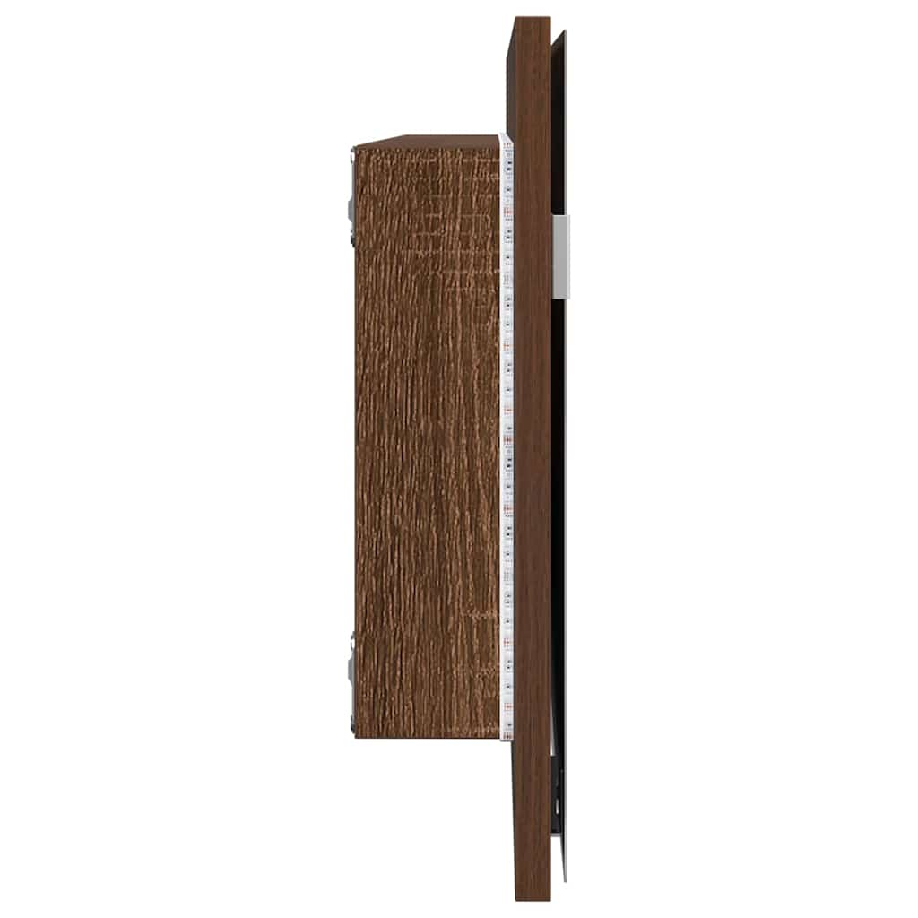 Mirror in Brown Oak Look 80 x 37 cm Glass and Engineered Wood