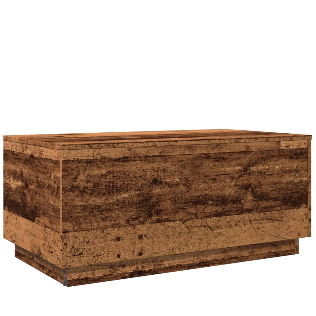 Coffee Table with LED Lighting, Old Wood, 90x50x40 Cm