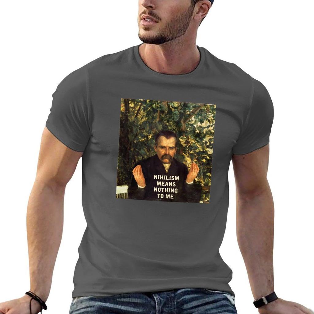 Nietzsche Funny Nihilism Means Nothing to Me T-Shirt funny meme t-shirts cotton Unisex t-shirts Unisexs graphic t-shirts funny
