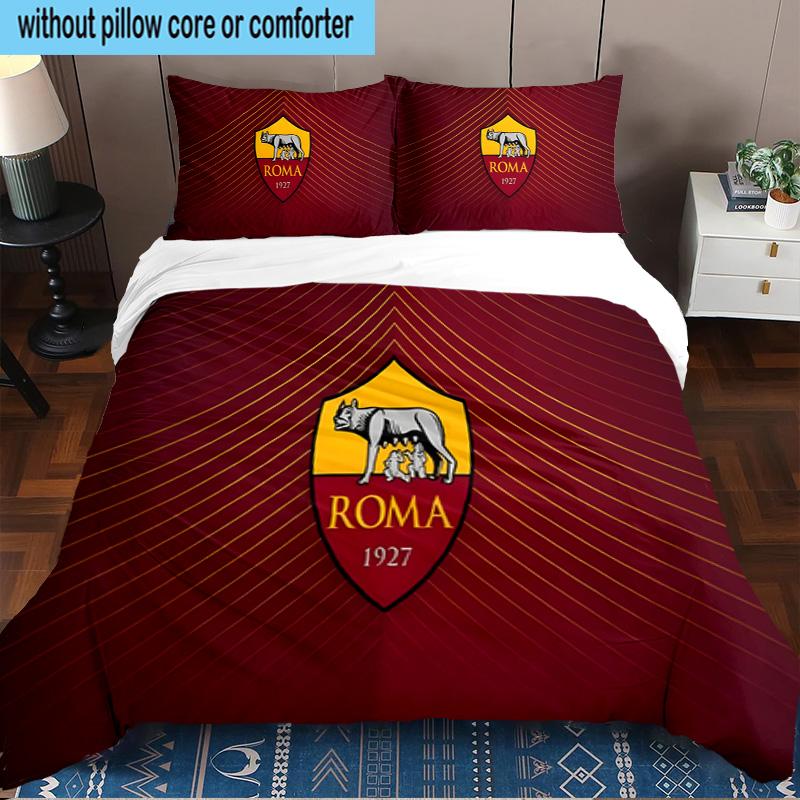 Roma Football Club Emblem 3PCS Bedding set,Ideal for1pc Duvet Cover And 2pcs Pillowcases Perfect for Christmas gift,Ideal for Bedroom, Dormitory