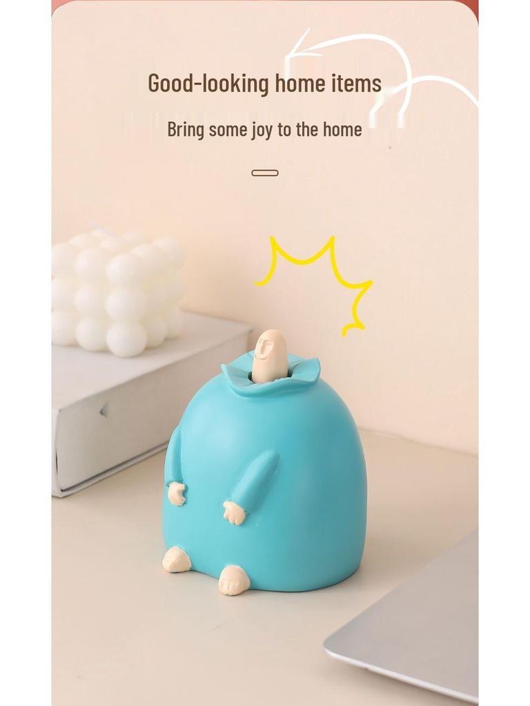 Smiling Blue Middle Finger Figurine - Small, Funny Desktop Toy for Friends, Birthday or Minimalist Decor