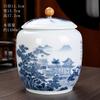 Ceramic tea can Pu erh black tea universal sealed multifunctional storage tank mountain water blue and white porcelain tea box