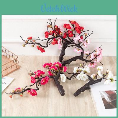 Artificial Flower Bonsai Plum Tree With Silk Flowers For Home Decor And Photography Props