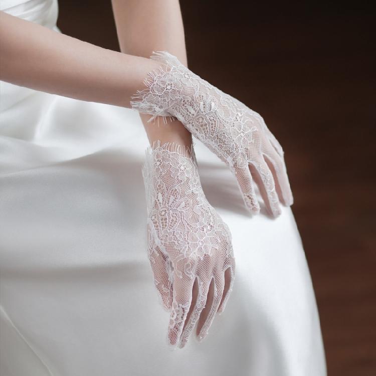 Elegant Fingerless Gloves Flower Brimmed Unique Outfits Lace Gloves for Flapper Bride Wedding Dancing Accessories