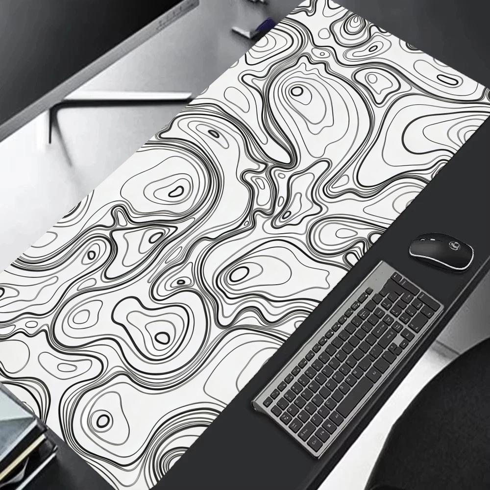 Xxl Desk Mat Black And White Strata Liquid Mousepad Large Abstract Mouse Pad Gaming Deskmat With Lockedge Office NonSlip Xaxc