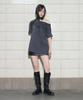 Yusentig Asymmetrical Print Off-Shoulder T-Shirt Dark Gray Aw6Me40413