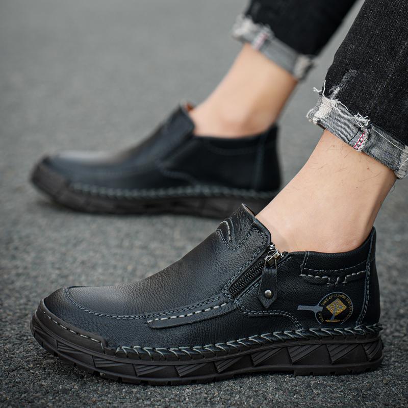 Handmade Split Leather Boots Men Shoes Comfortable Ankle Boots For Men Casual Shoes Large Size Tooling Shoes