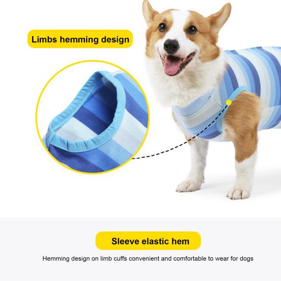 Yousheng Dog Weaning Suit Stripes Pattern Wound Recovery Elastic Pet Surgery Recovery Suit Pet Supplies