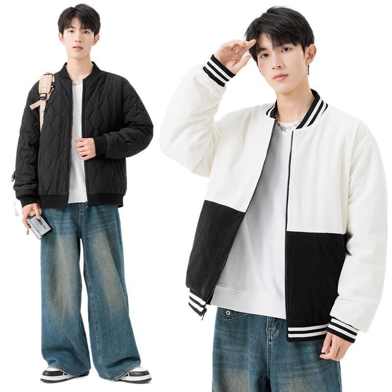 Double-sided Wear Stand-up Neck Cotton-padded Jacket Men's Winter Piled and Thickened Cotton Clothes Trendy Brand Loose Couple Warm Bread Clothes