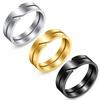 Punk Hip-hop Stainless Steel Geometry Hollowed-out Vacuum Electroplated Couple Rings for Women Men Simple Personality Jewelry