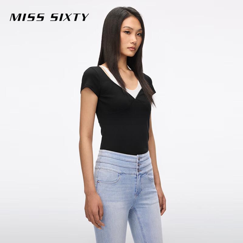 MISS SIXTY Women's Faux Two-Piece Slim Fit T-Shirt