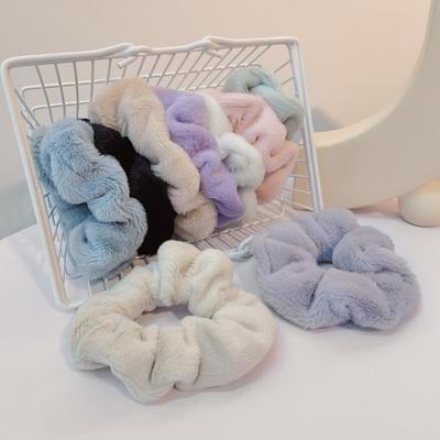 3 Stück Solide Plüsch Dickdarm Haargummis für Frauen Elastische Haargummis Mode Haaraccessoires