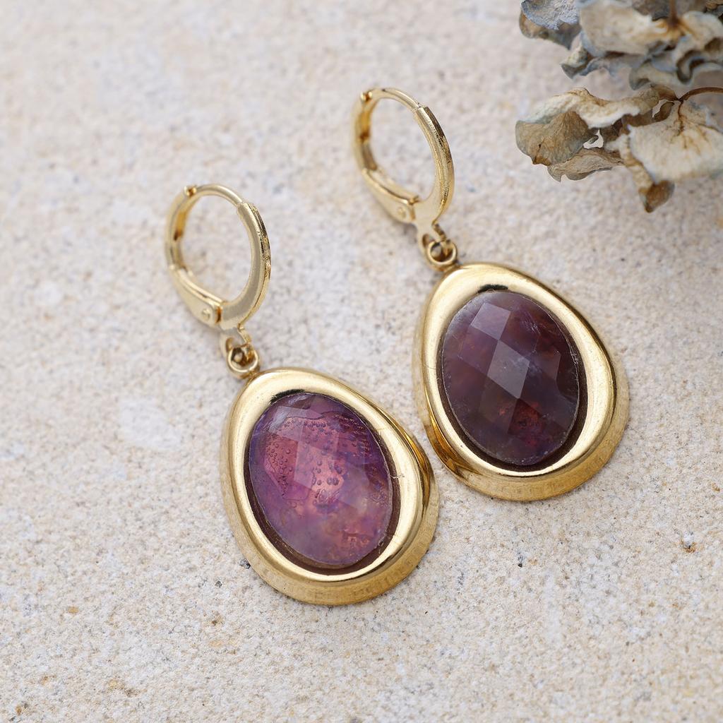 Design cut natural stone stainless steel pendant earrings fashion merchandise gifts quality earrings