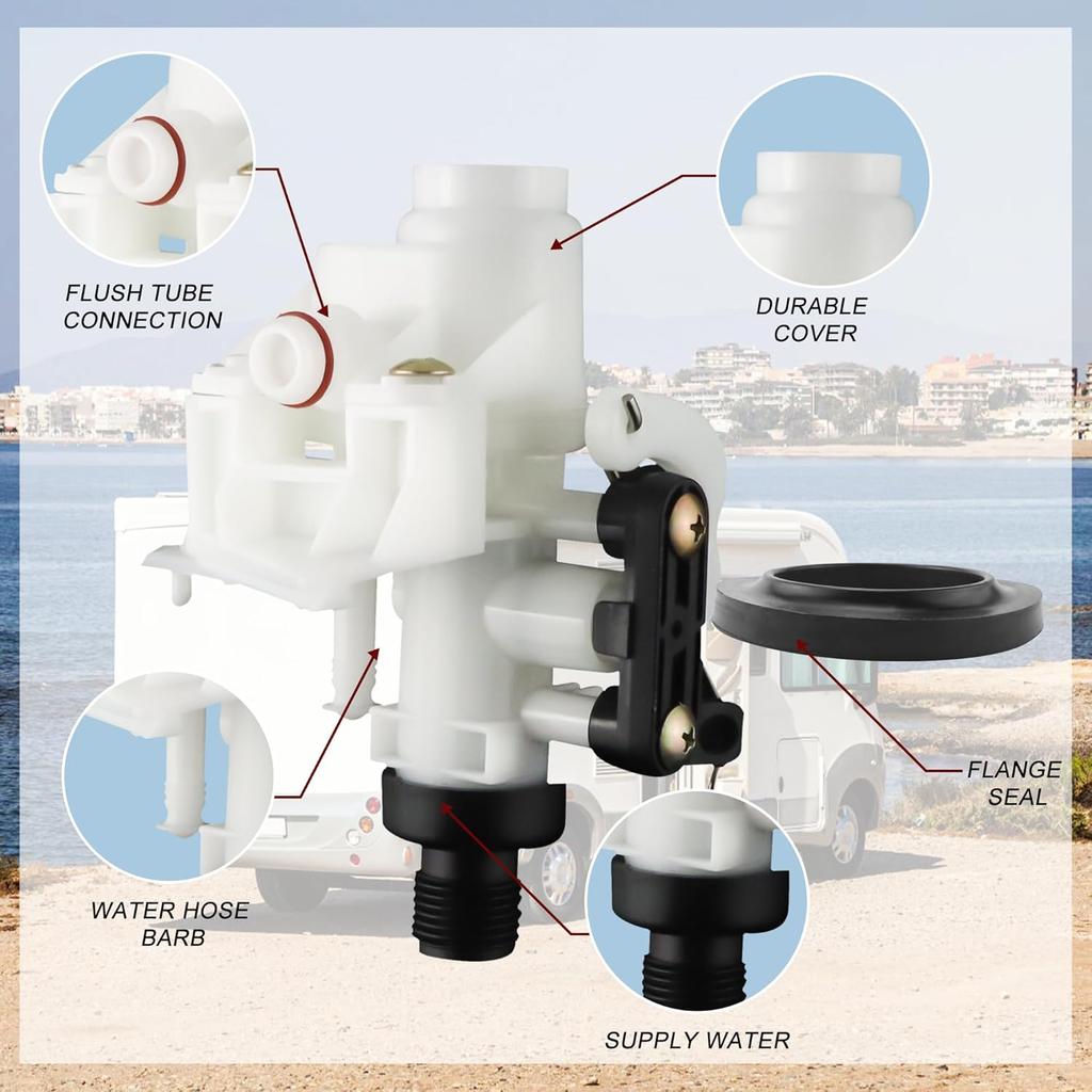 31705 3 31687 31653 RV Toilet Water Valve Kit- Freeze Resistance & Leakage-Resistant RV Toilet Parts For Thetford Aqua-Magic V High And Low By Vypart