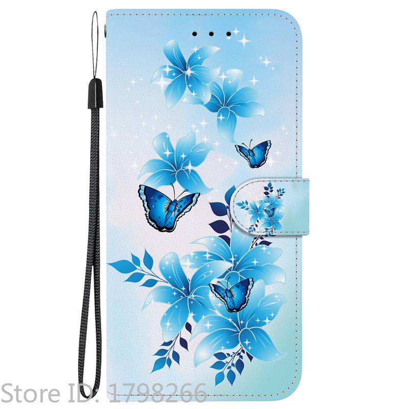 Elegante Portafoglio Colorato con Fiore Custodia per Telefono per Samsung Galaxy A27 5G SM-A276 A 27 Copertura in Pelle Flip Magnetica Carino Modello 3D Capa