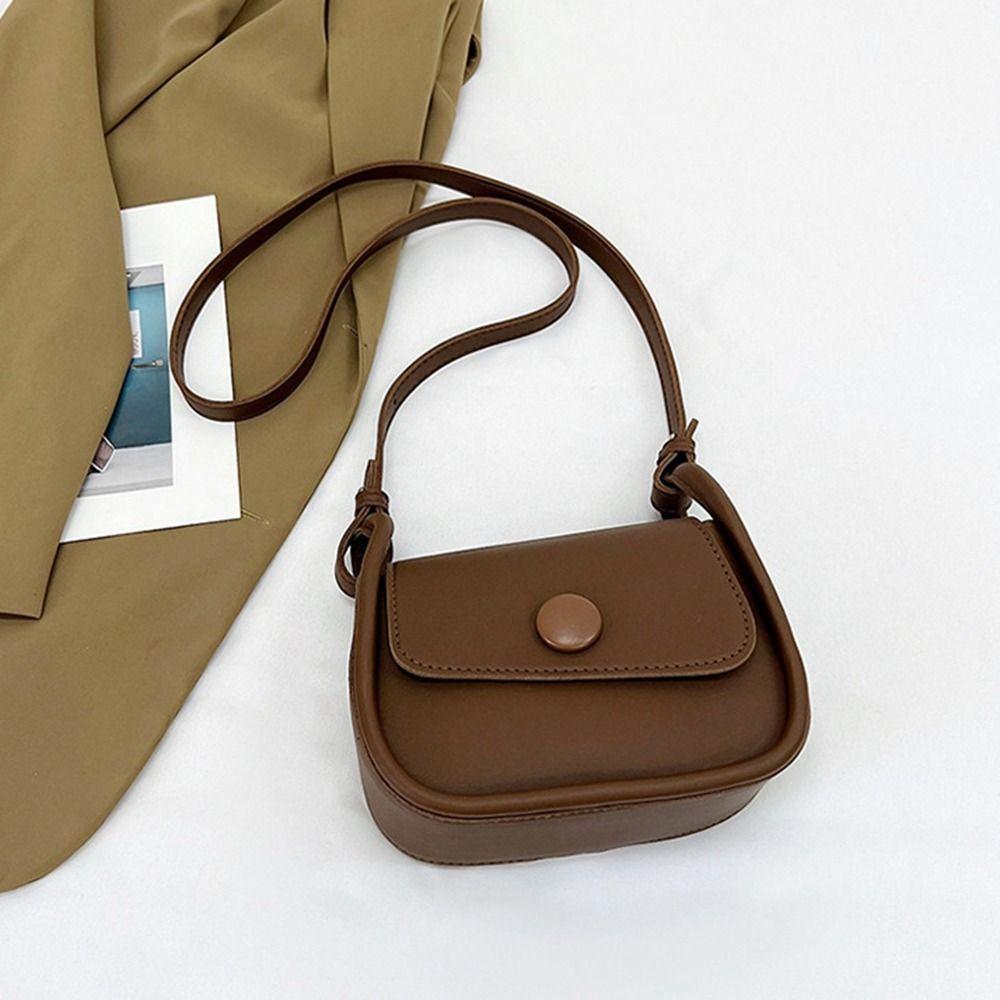 Korean Style Small Square Saddle Bag PU Leather Crossbody Bag Fashionable Shoulder Bag  Travel