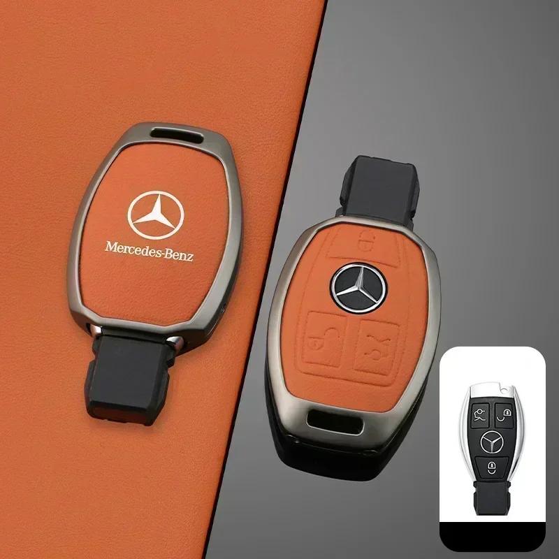 

Leather Car Key Case Cover Shell Protector For Mercedes Benz A B C S Class AMG GLA GLS CLA GLC GLK W176 W221 W204 W205 W463 W212