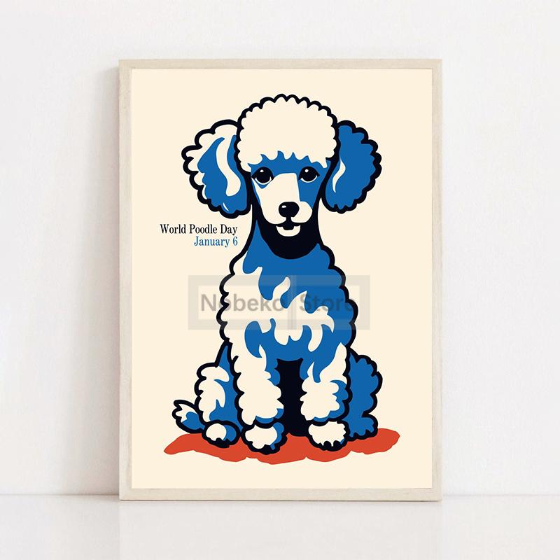 

Плакат ко Всемирному дню пуделя, милые собаки-пудели, абстрактные принты, холст, живопись, настенные художественные фотографии, домашняя гостиная, современный декор для домашних животных 21x30cm No Framed