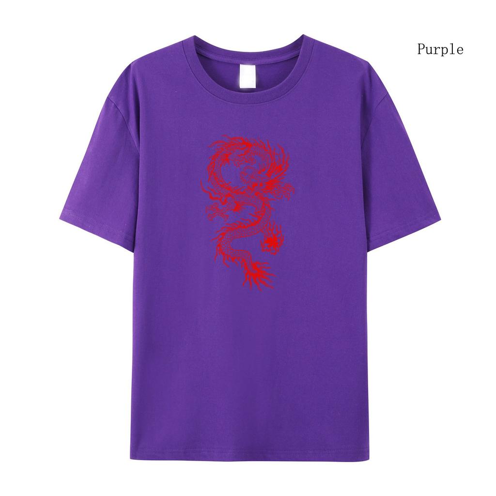 Women Summer Short Sleeved T-shirt  Red Dragon Hoody Oversize Loose Short Sleeved  Autumn  T-shirt Fashion Casual Clothing