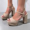 Fashion Woman Sandals Flock Luxury Platform Sandals Women 2025 Summer New High Heel Sandals Woman Ankle Strap Peep Toe Shoes Ladies