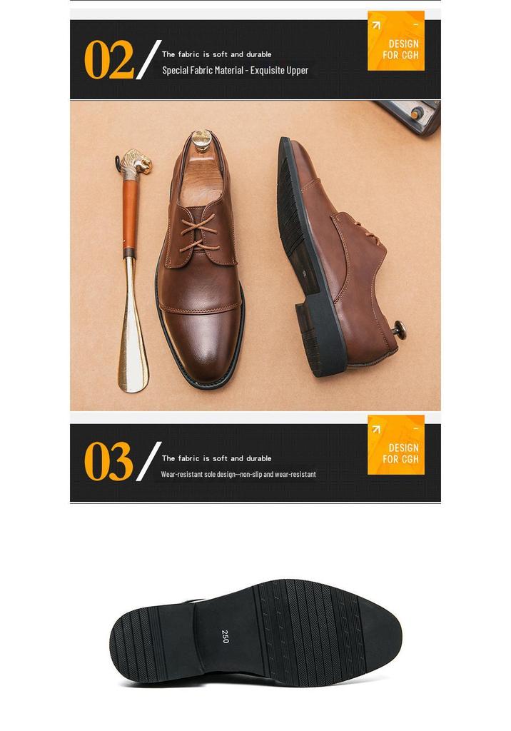Men's Large Size Derby Formal Leather Shoes for Office, Wedding, and Banquet