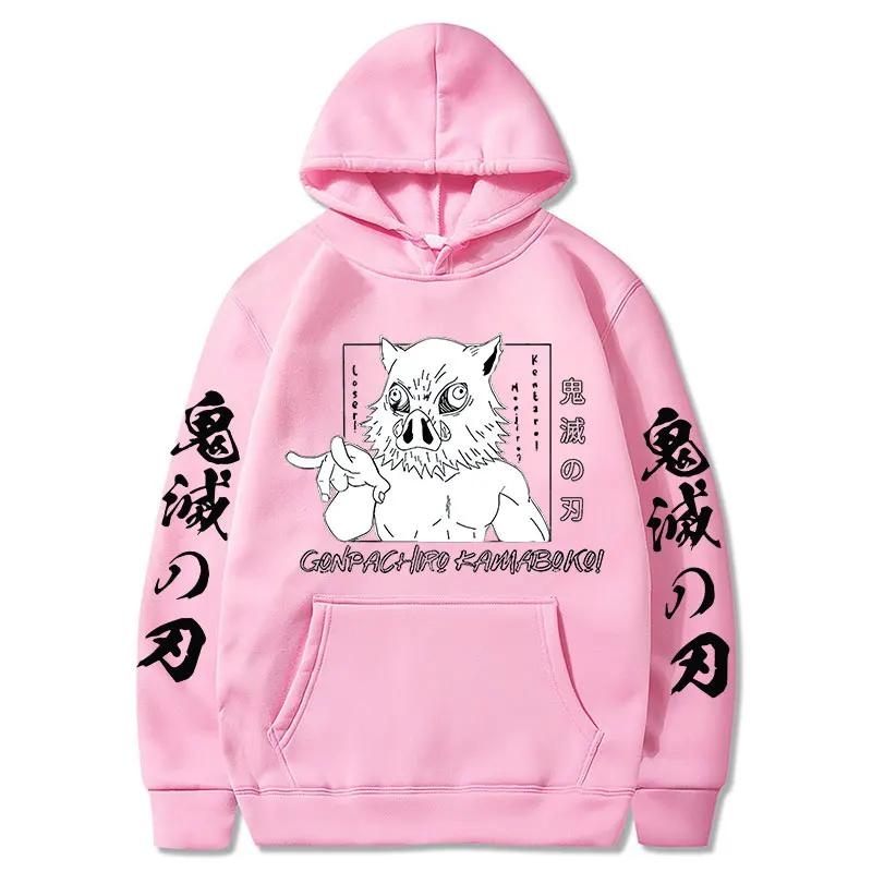 Demon Slayer Inosuke Hashibira Hoodies Anime Kimetsu No Yaiba Hooded Cute Kawaii Oversized Hoody Tops Men Women Sweatshirts