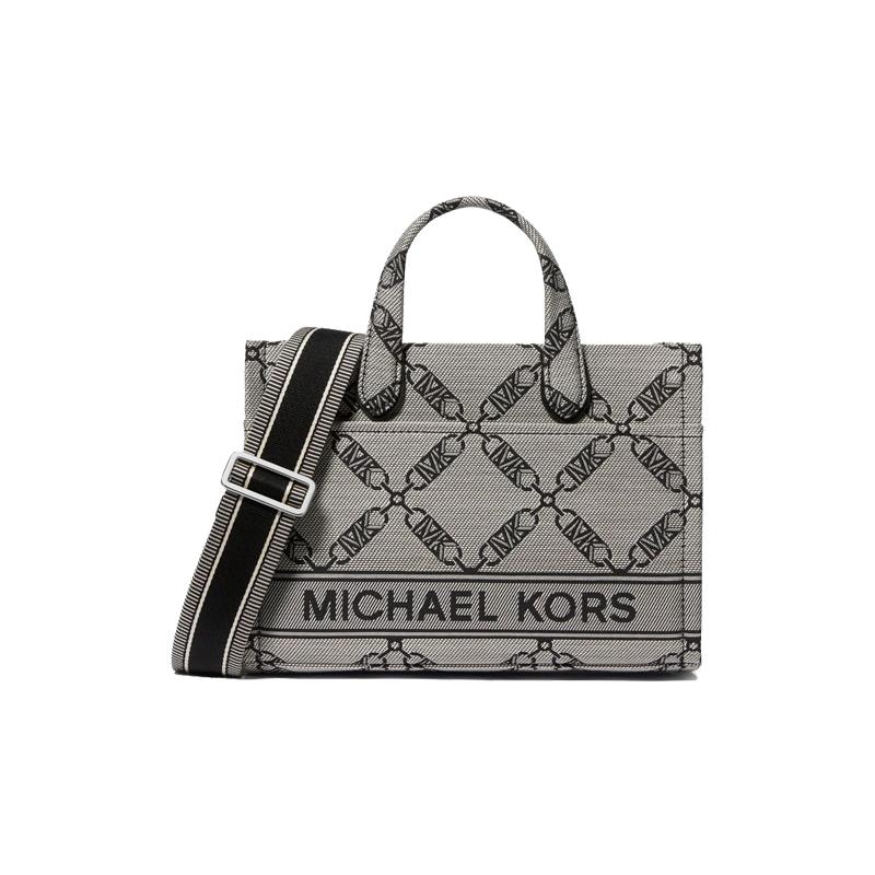 MICHAEL KORS Gigi Diamond Jacquard Tote Bag Shopping Bag Handbag Small Women s Gray and Black чёрный