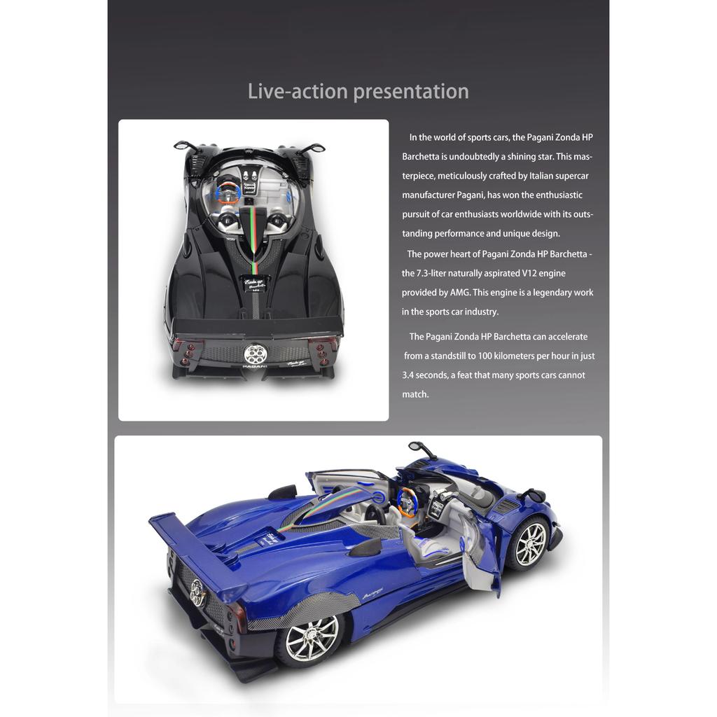 1/24 Pagani Zonda HP Barchetta Limited Convertible Edition Supercar Alloy Metal Diecast Car Model Independent DIY Design Gifts