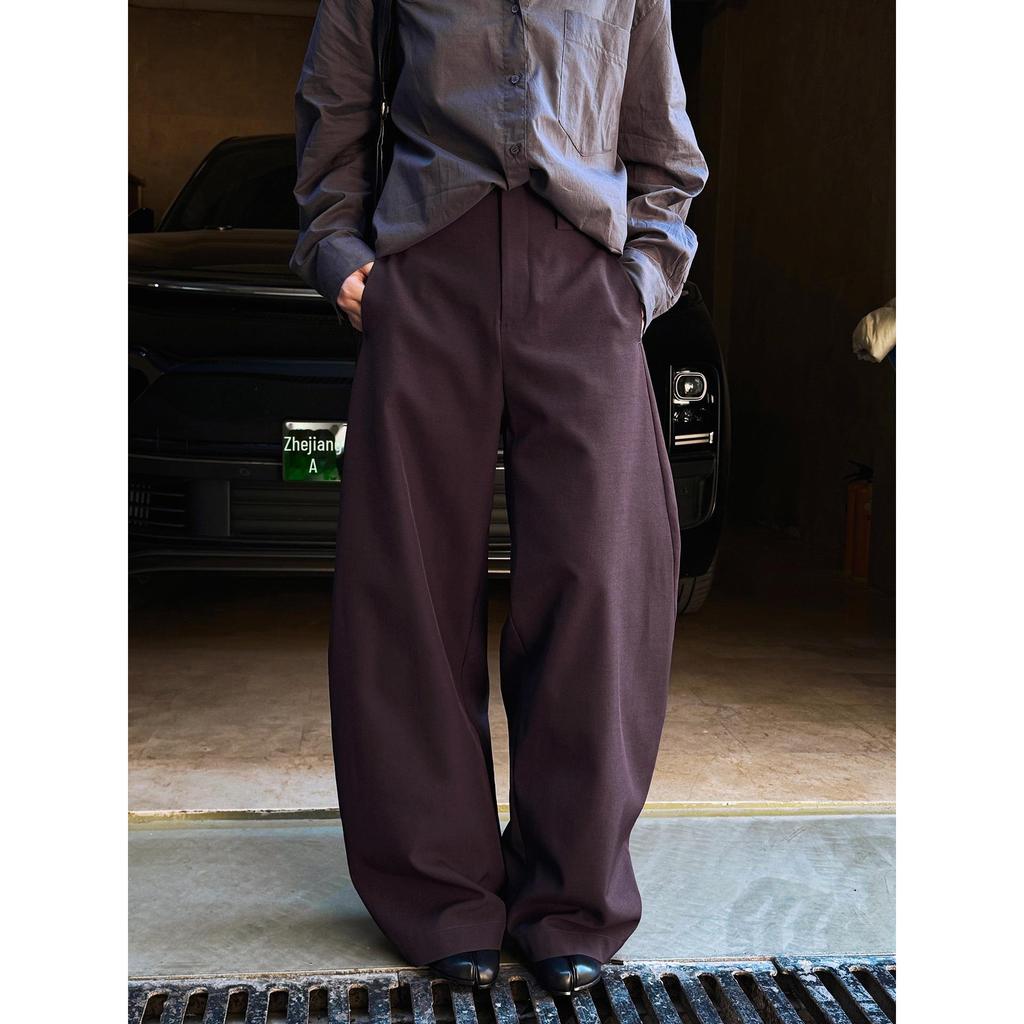 Louvre Spring Parisian Old Money High-Waist Scimitar Trousers: Women's Loose, Crisp, Slim Fit Commuter Style