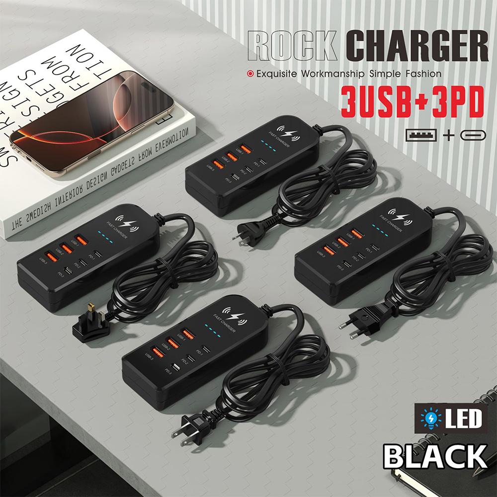 6 in 1 USB Charger with PD Type C Fast Charging Multiport Type C Hub Adapter EU/US Plug Quick Charger Expander Socket for Wall C