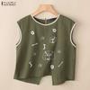 Women Casual Round Neck Summer Sleeveless Print Tank Tops