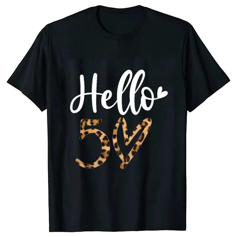 Women 50th Birthday Party T-shirts Birthday Squad Crew Tee Chapter Hello 50 Fabulous Leopard Graphic Tops Harajuku Summer Tshirt