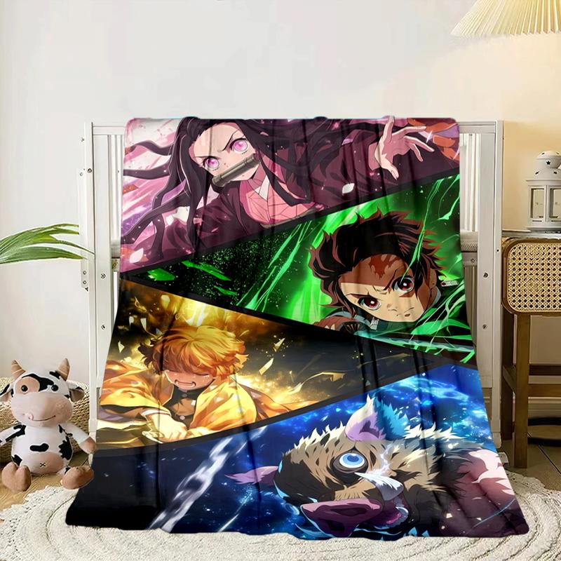 Anime Slayer Adventure Blanket Flannel Blanket for Bed, Sofa, Camping, Hiking, Picnic Essentials, Gift for Family Fan Gifts