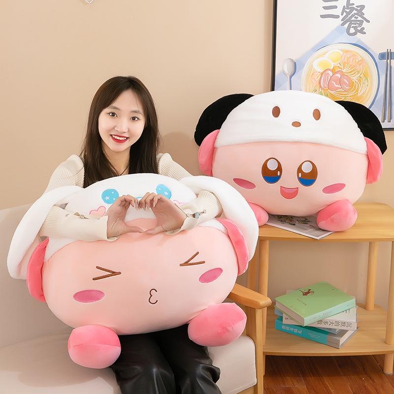 Cute Cartoon Kirby And Cinnamoroll Plush Pillow Toy For Valentine's Day