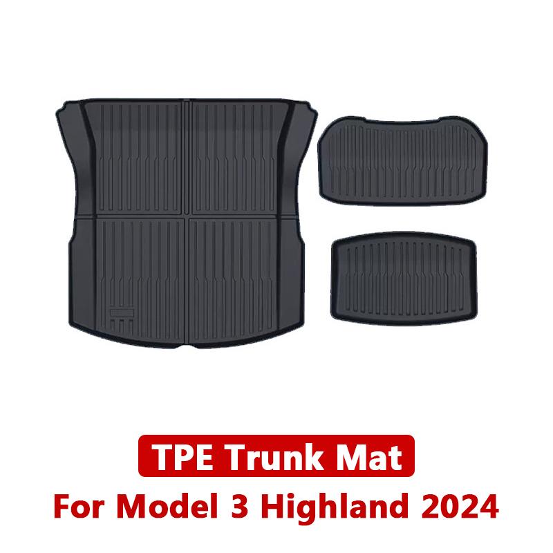 

For Tesla Model 3 Highland 2024 Floor Mat Left and Right Hand Drive TPE Carpet Waterproof Weather-resistant Foot Pads Mats