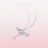 S925 Sterling Silver Angel Heart Wings Necklace - Elegant, Moveable Clavicle Pendant for Women