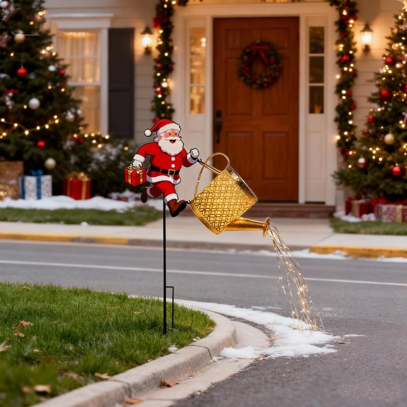 Solar Powered Christmas Kettle Light Outdoor Garden Decoration With Automatic Charging Weather Resistant Festival Atmosphere