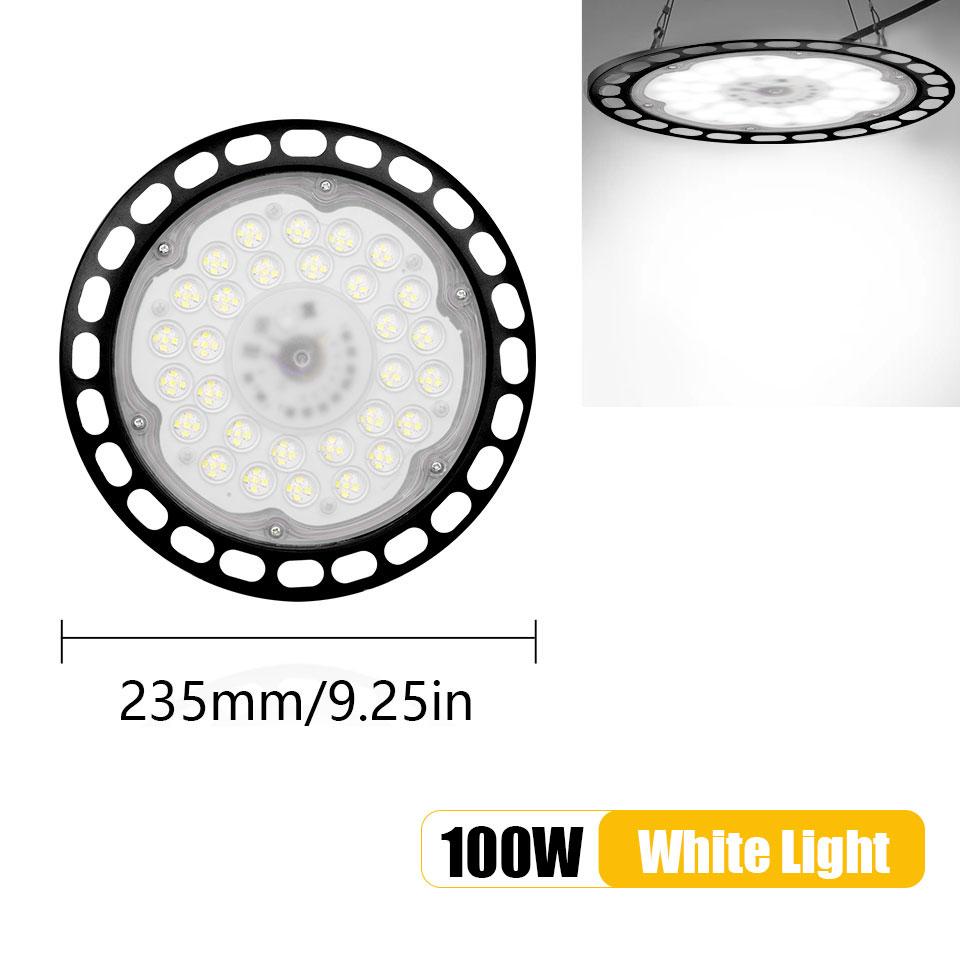 Super Bright 100/150/200W UFO LED High Bay Lights Waterproof Commercial Industrial Market Warehouse Garage Workshop Garage Lamps