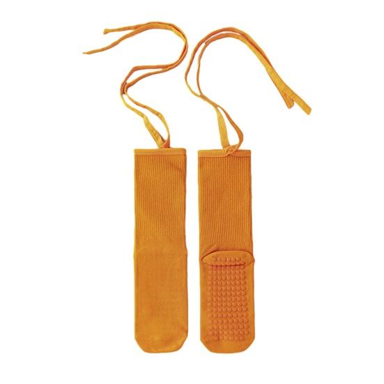 1 Pair Yoga Socks Pure Color Lace-up Elastic Compression Support Yoga Fitness Dance Socks with Silicone Anti-Slip Soles