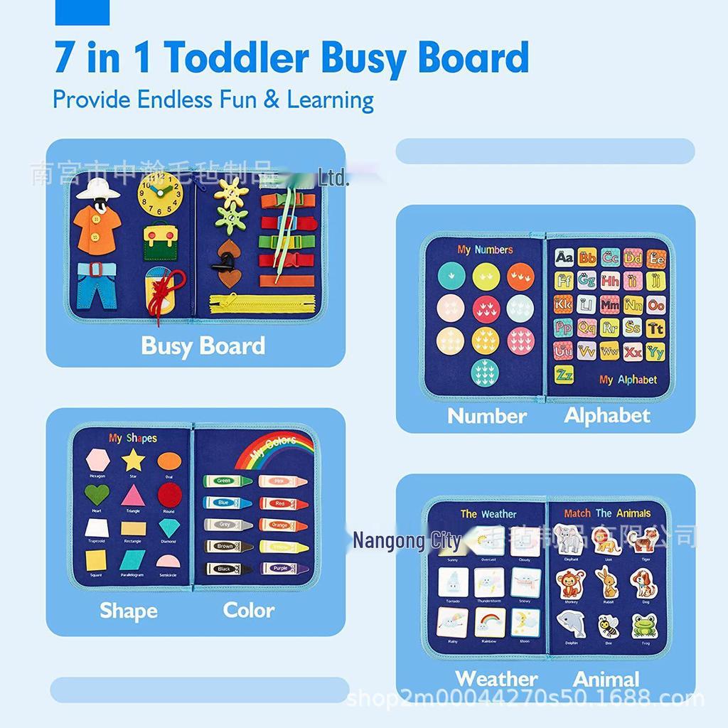 Montessori Early Childhood Educational Felt Learning Board: Teaches Dressing and Shoelace Tying.