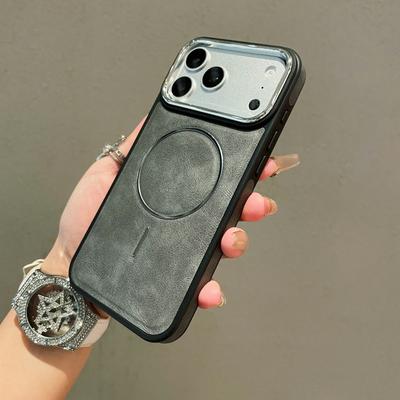 Funda Defender de Cuero para Negocios con Magsafe para iPhone 17 16 15 14 13 12 Pro Max Carga Inalámbrica Magnética Cubierta de Parachoques Resistente