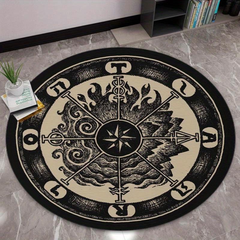 

1pc Mysterious Witchcraft Polyester Round Area Rug - Non-Slip Crystal Velvet Chair Mat for Bedroom and Living Room 80cm