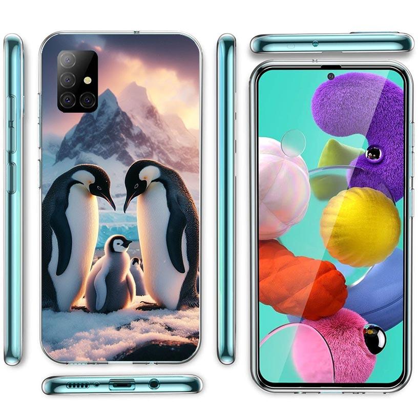 Penguins Love At The North Pole Phone Case For Samsung Galaxy A12 A52S A42 A32 A22 A51 A50 Note 20 Ultra 10 S10 Plus A71 A70 A31