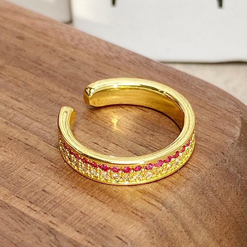 [Gilt Color Ring] Medieval Vintage Gypsy Star Zircon Bead Edge Opening Ring Light Luxury High-End Ring