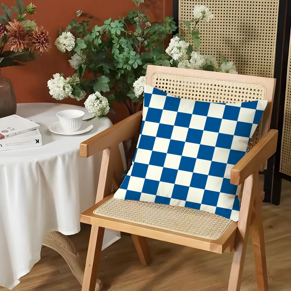 Fashion Checkerboard Plaid Cushion Cover Silky Short Plush Invisible Zipper Dustproof Sofa Pillow Case for Home Decor