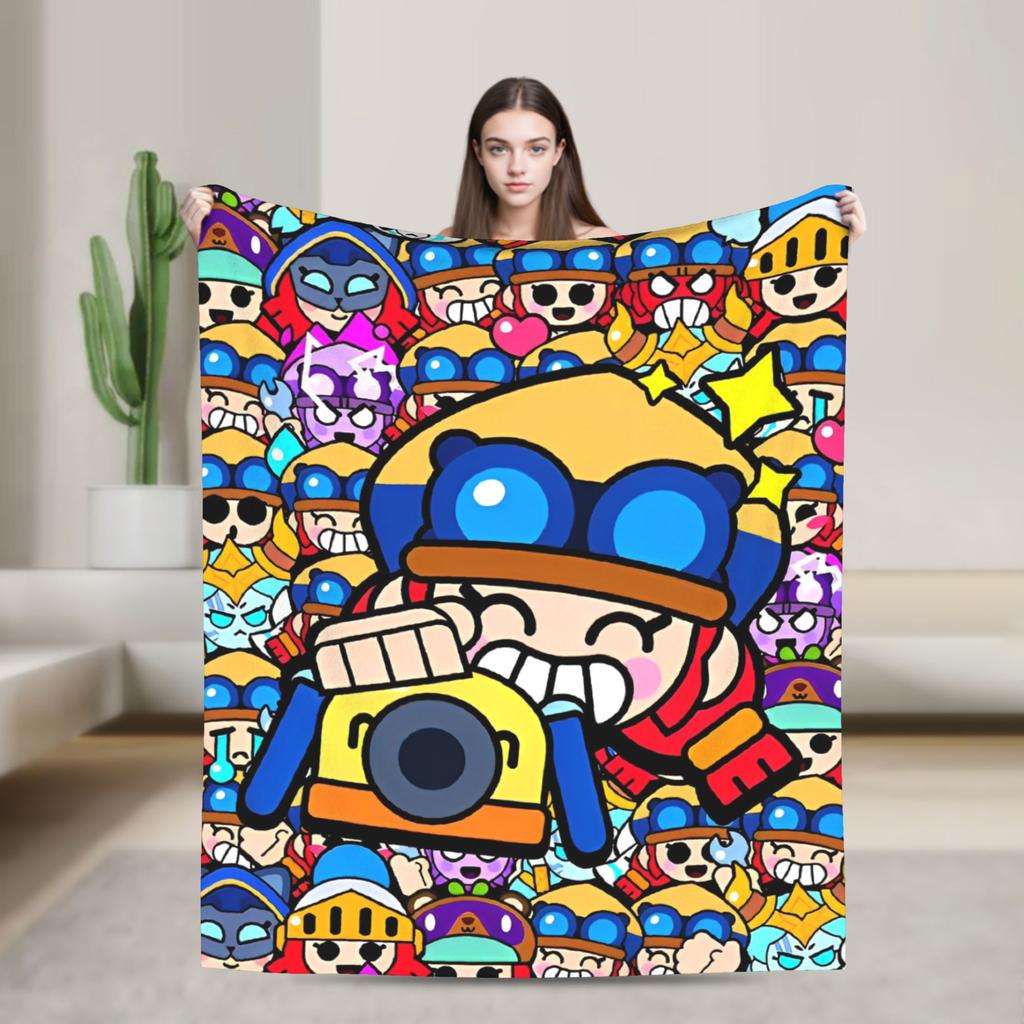 Emz Spike Squeak-Brawlld Blankets Cartoon Game Flannel Funny Warm Throw Blanket for Home Summer