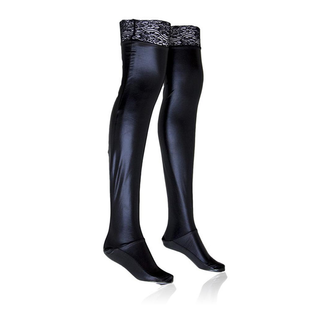 Dames Olie Glanzende Kousen Pvc Latex Kousen Sexy Fetisj Lange Middel Hoge Sokken Dames Clubkleding Cosplay Kostuums Te Dragen Met Jurk
