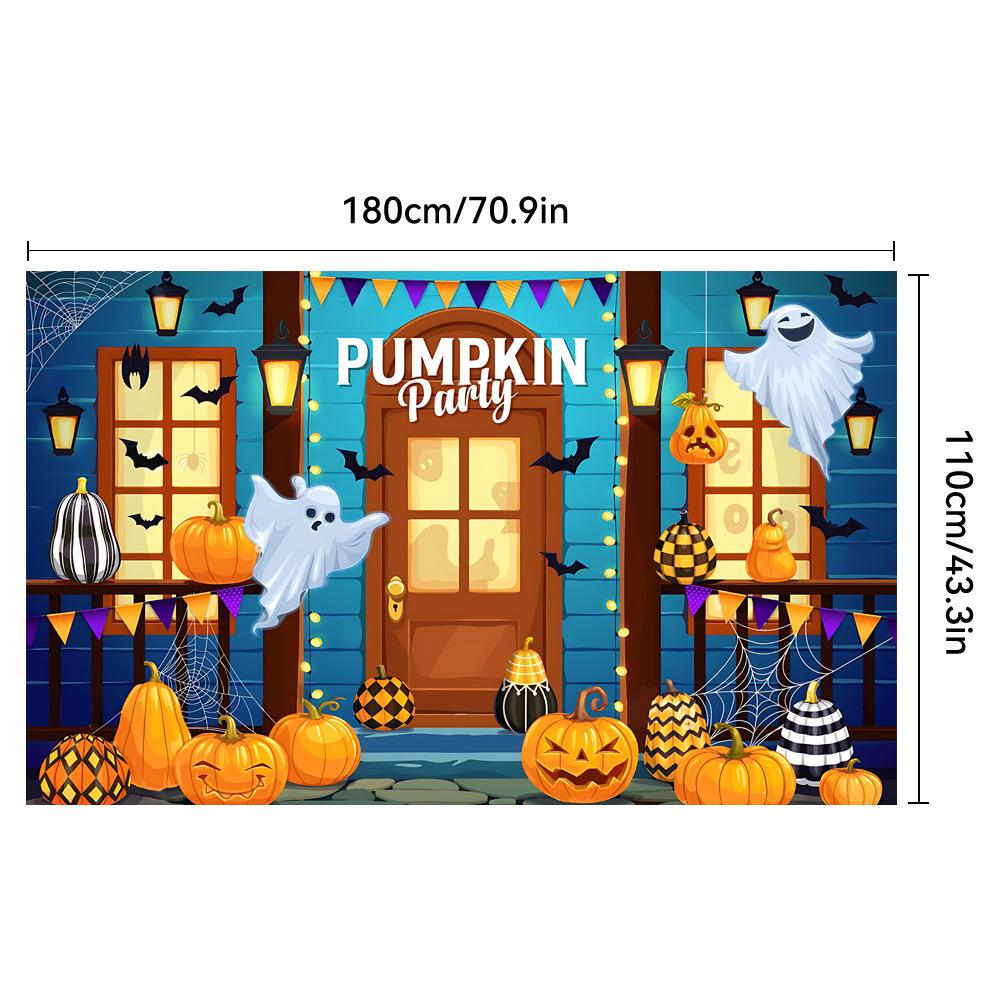 1pc Horro Halloween Party Backdrop Night Moon Pumpkin Bat Ghost for Halloween Party Decoration Dustproof Banner Photo Background